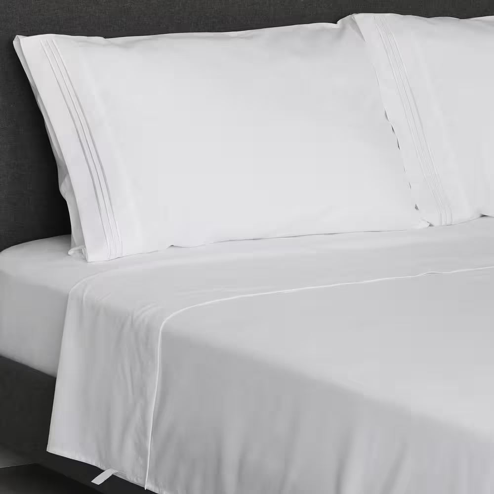 Angeland Vienne 4-Piece White Solid Microfiber California King Sheet Set