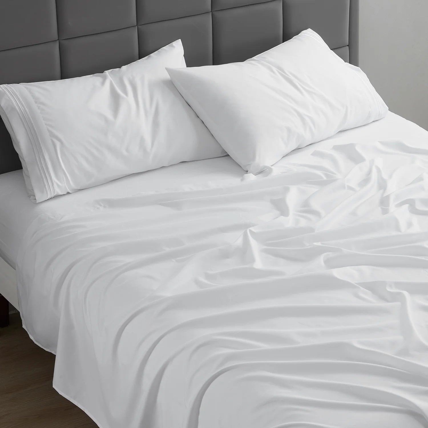 Queen White Sheet Sets, 1800 Series Deep Pocket Sheets 4 Piece, Luxury Soft Microfiber Bed Sheet Sets