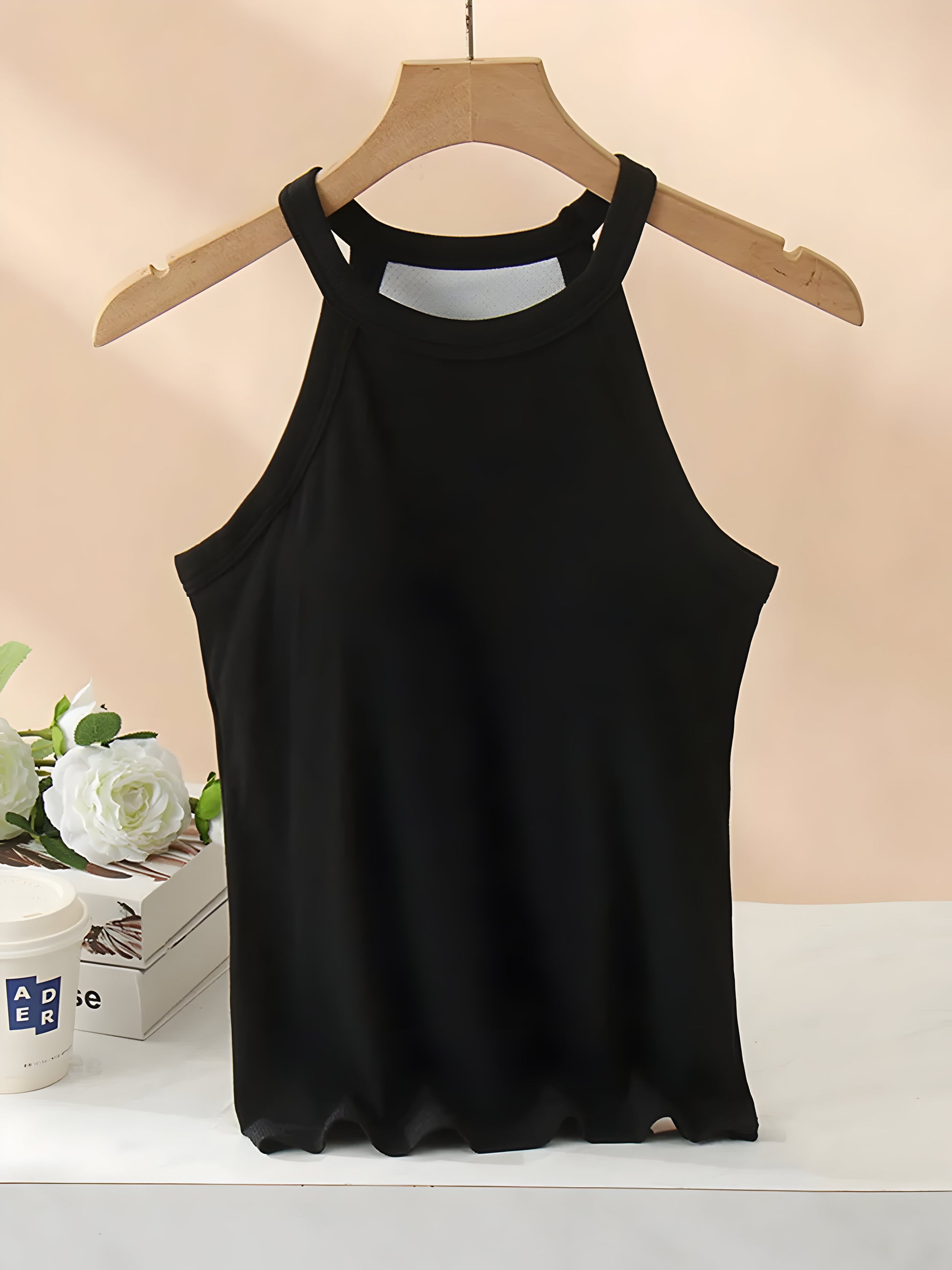 Grecian Neck Tank With Chest Pads