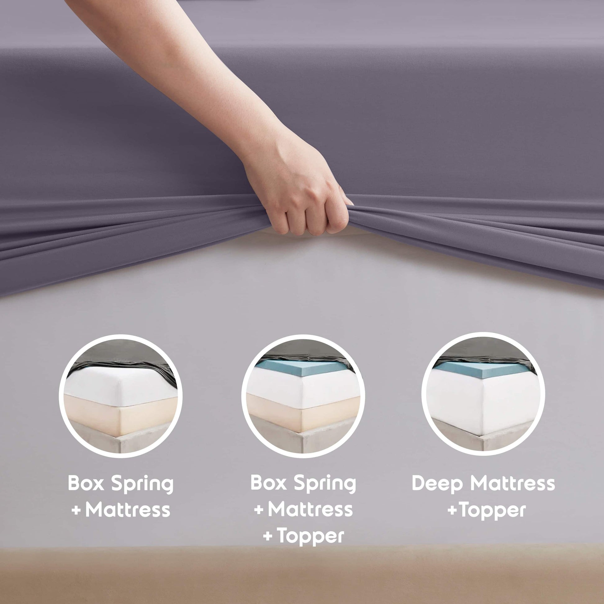 Queen Sheets Set, 1800 Series Deep Pocket Sheets Queen Soft Microfiber Bed Sheets, 4 Piece Queen Sheet Sets, Grayish Purple