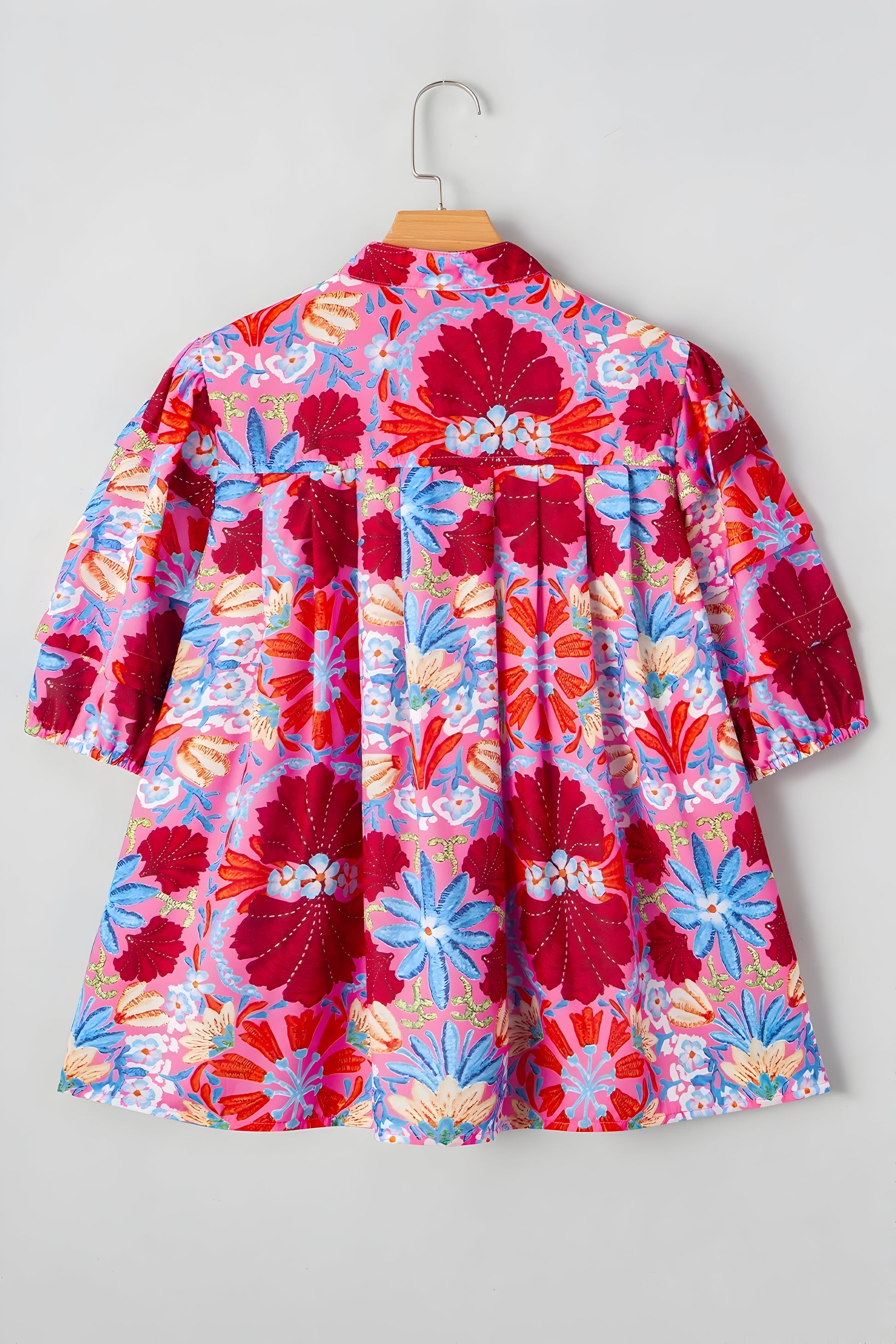 Floral Puff Sleeve Button-Up Top