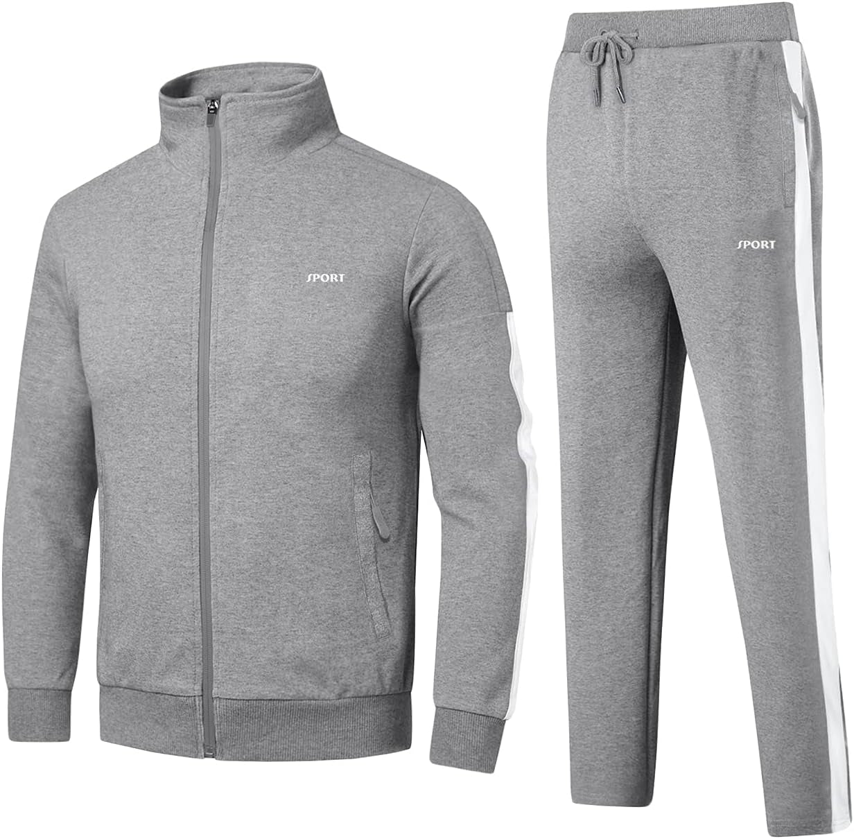 Men'S Tracksuit 2 Piece Set Full Zip Casual Running Jogging Athletic Sweatsuit