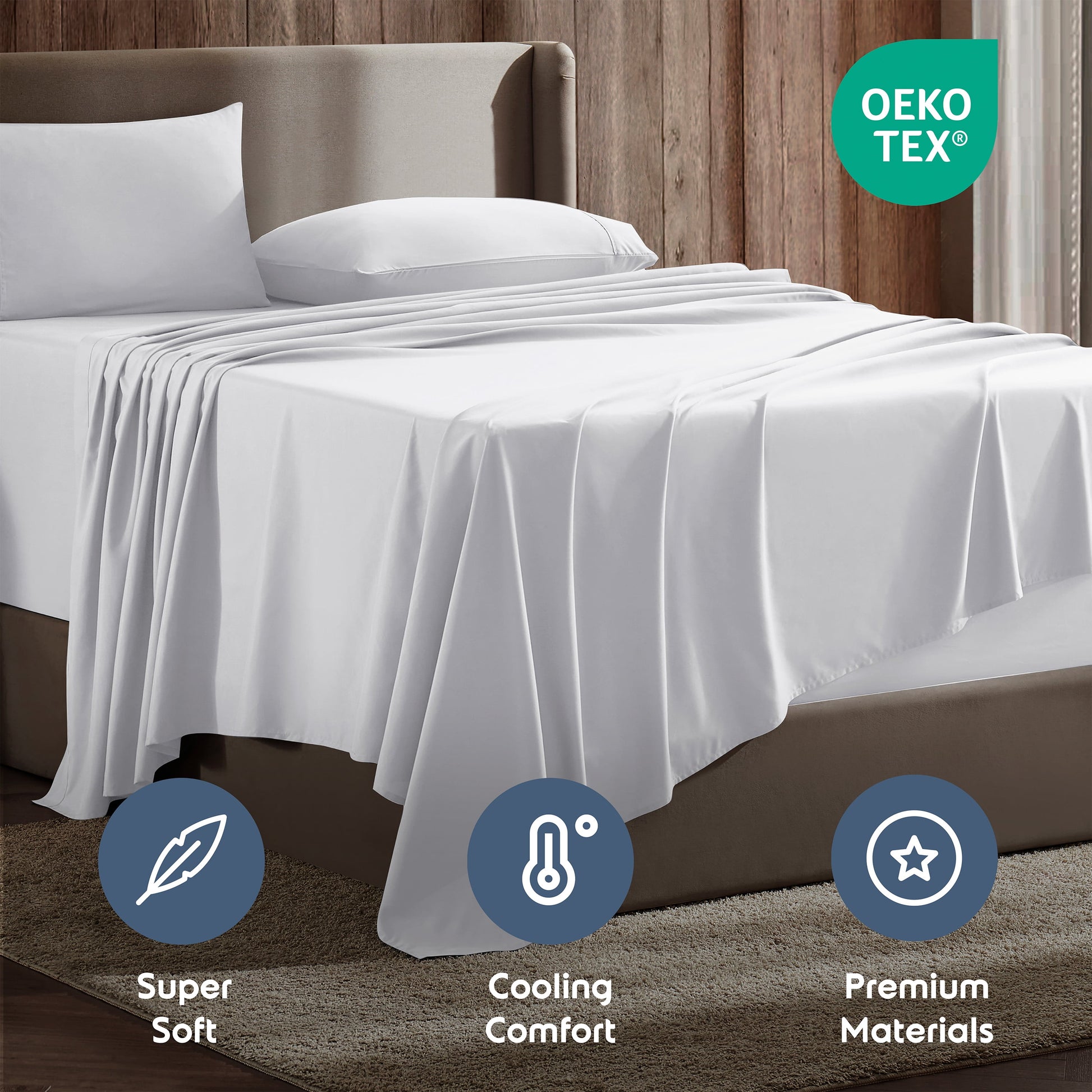 Queen White Sheet Sets, 1800 Series Deep Pocket Sheets 4 Piece, Luxury Soft Microfiber Bed Sheet Sets