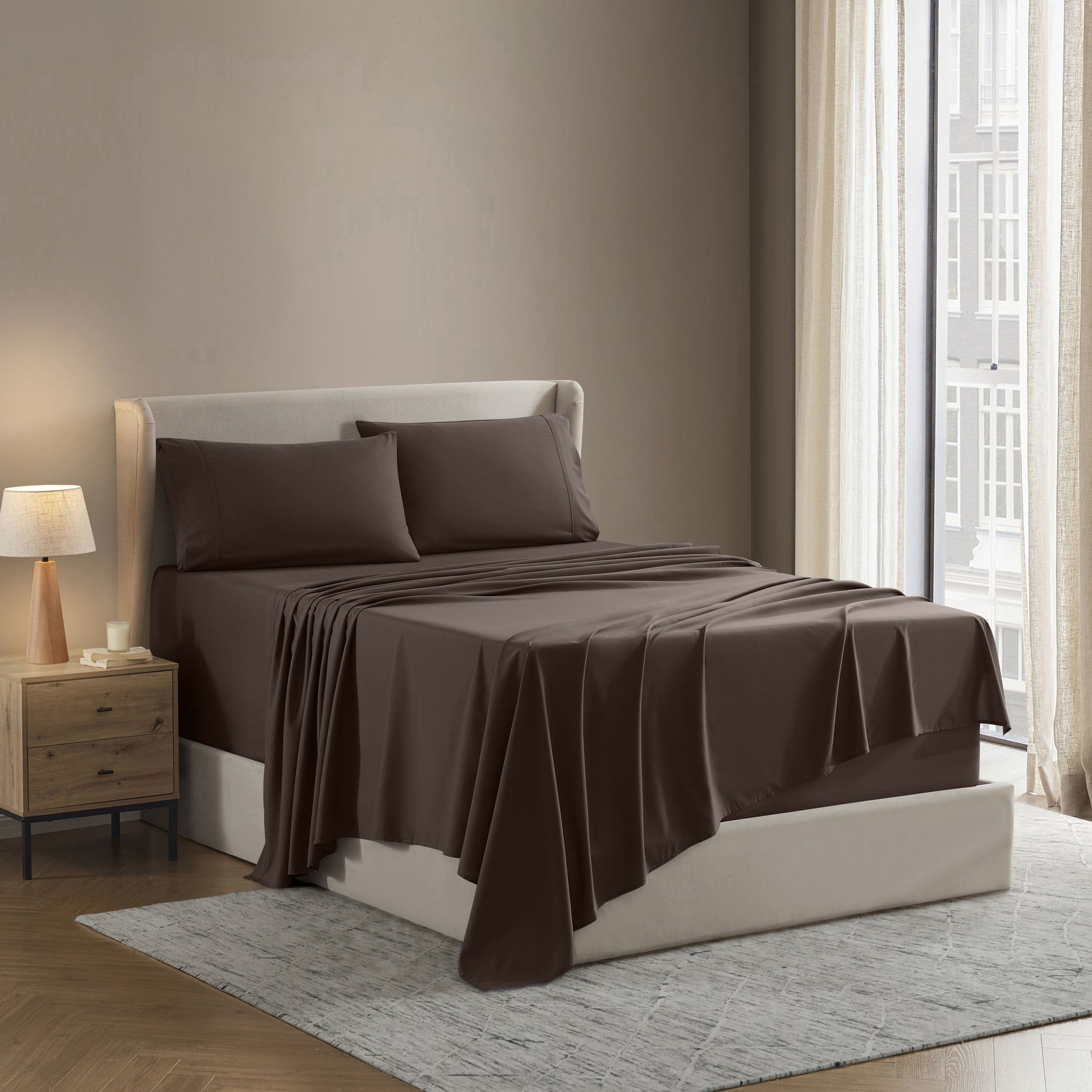 King Sheets Set, 1800 Series Deep Pocket King Size Sheets Soft Microfiber Bed Sheets, 4 Piece Sheets King, Calla Green