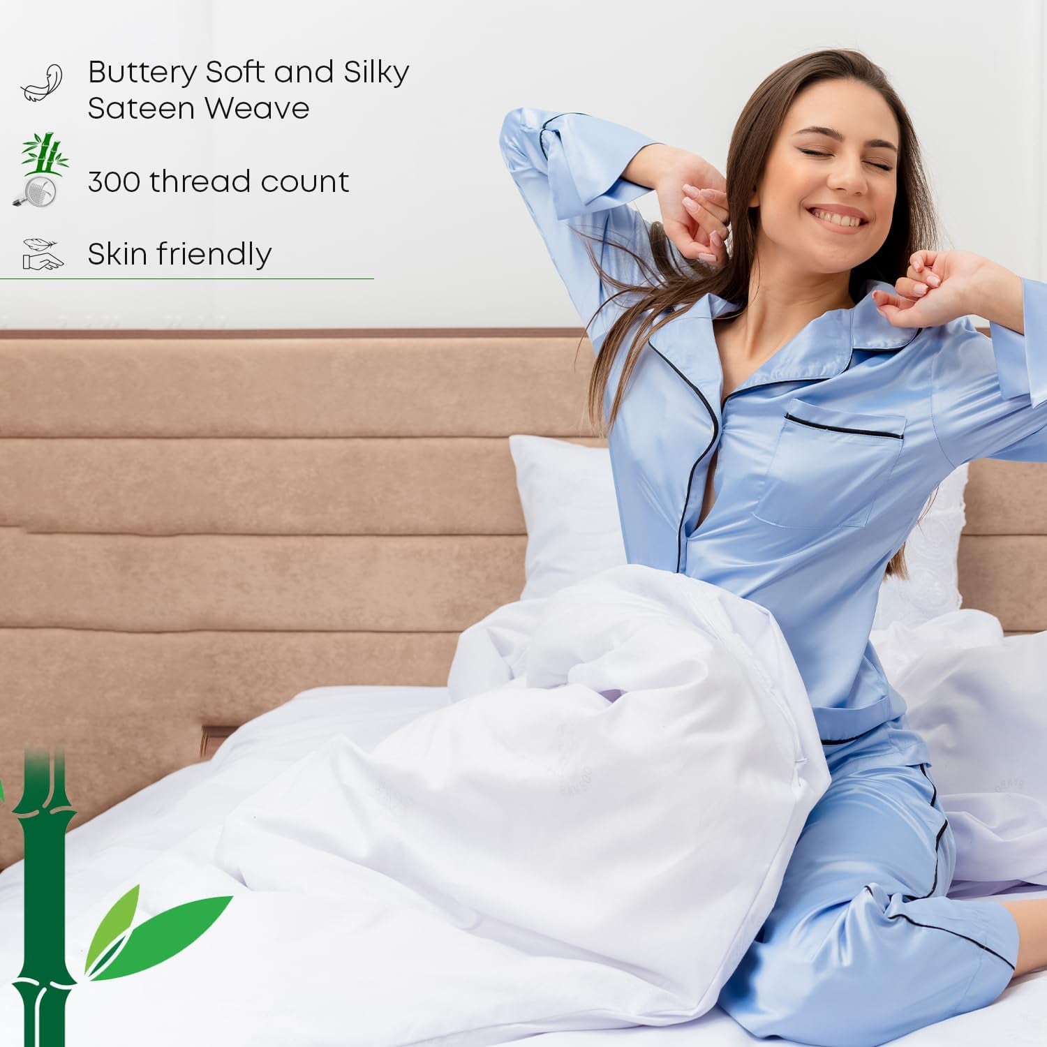 Fitted Sheet Only Viscose Derived from Bamboo, Bottom Sheet for Queen Size Bed – 16” Deep Pocket, All around Snug Fit – Cooling, Breathable, Soft, Hypoallergenic (Aqua, Queen)
