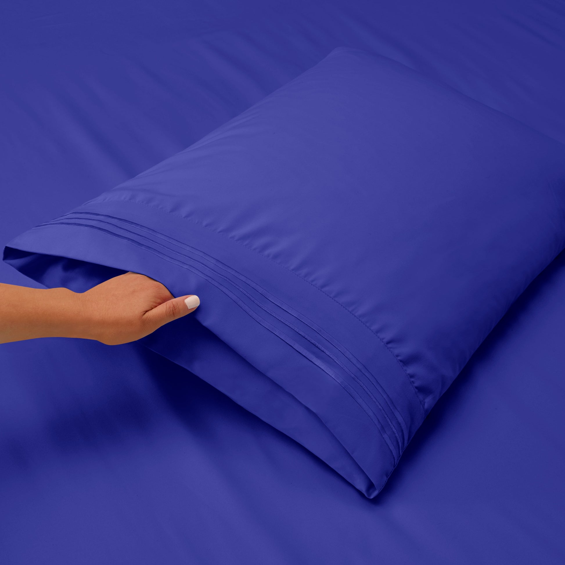 Split King Size Deep Pocket 5 Piece Bed Sheets Set, 1800 Series Hotel Luxury Soft Microfiber, Royal Blue