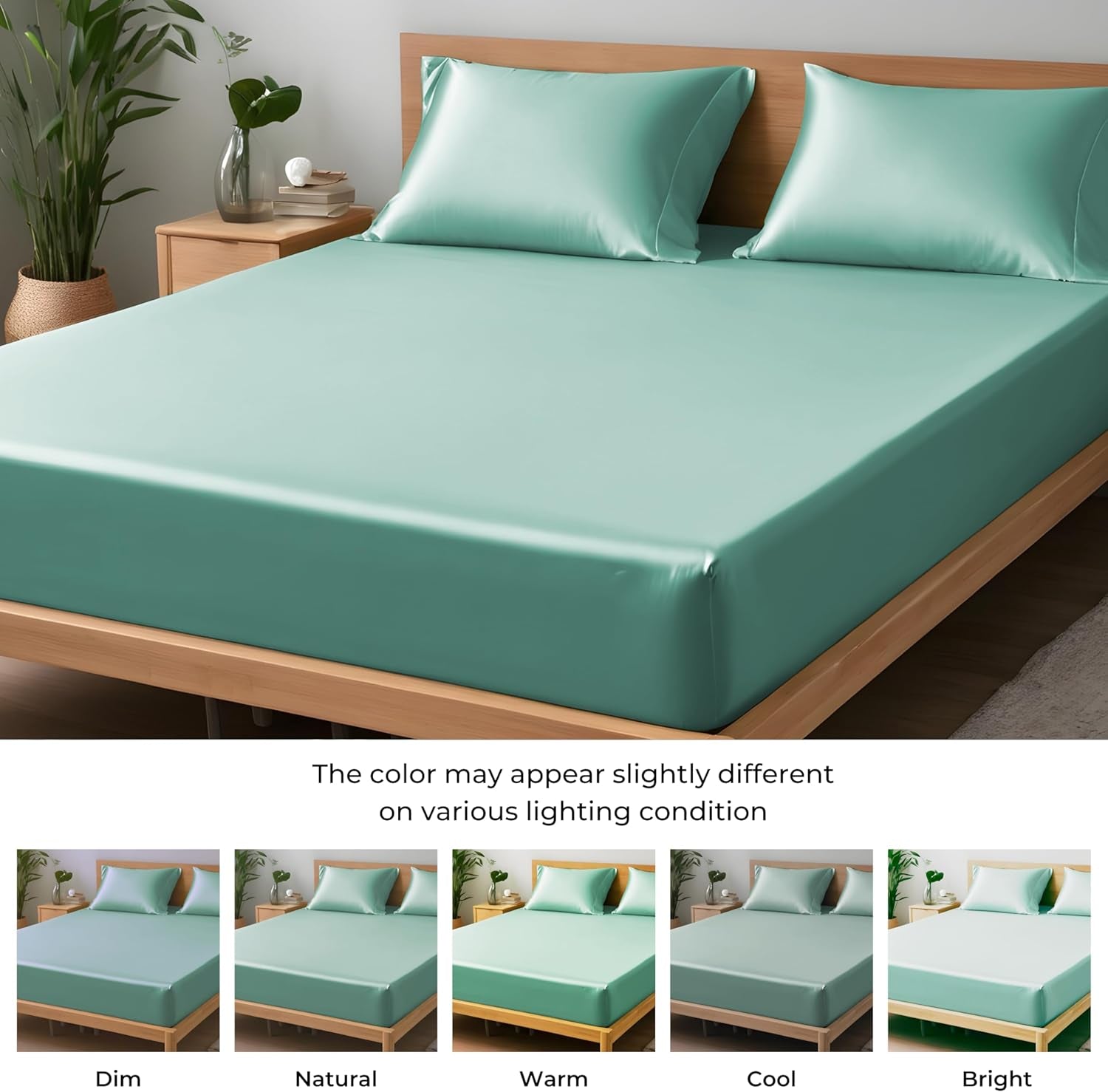 Fitted Sheet Only Viscose Derived from Bamboo, Bottom Sheet for Queen Size Bed – 16” Deep Pocket, All around Snug Fit – Cooling, Breathable, Soft, Hypoallergenic (Aqua, Queen)