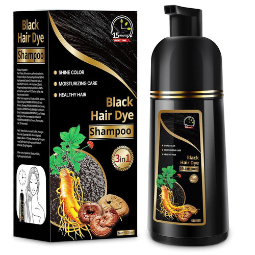 Revitalize Your Hair with 3-in-1 Herbal Hair Dye Shampoo for Gray Coverage - 500ml Black for Men & Women