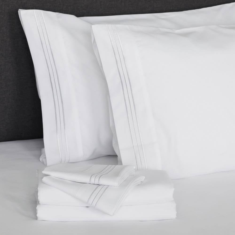 Angeland Vienne 4-Piece White Solid Microfiber California King Sheet Set