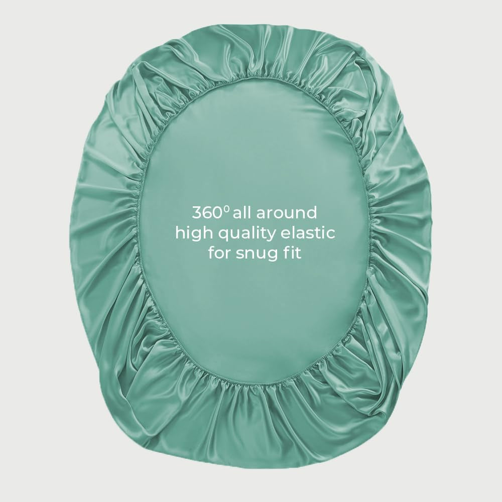 Fitted Sheet Only Viscose Derived from Bamboo, Bottom Sheet for Queen Size Bed – 16” Deep Pocket, All around Snug Fit – Cooling, Breathable, Soft, Hypoallergenic (Aqua, Queen)