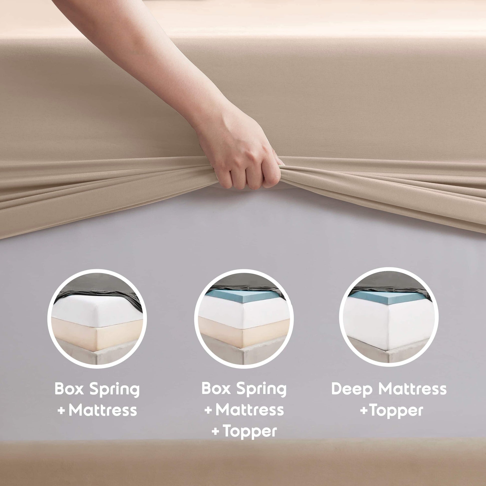 King Sheet Sets, 1800 Series Deep Pocket 4 Piece, Luxury Soft Microfiber Bed Sheet Sets, BEIGE CREAM