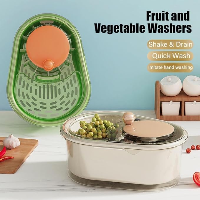 Vegetable Fruit Cleaning Spinner Labor-Saving Fruit Washers Machine Manual Kitchen Scrubber for Fruits & Vegetables