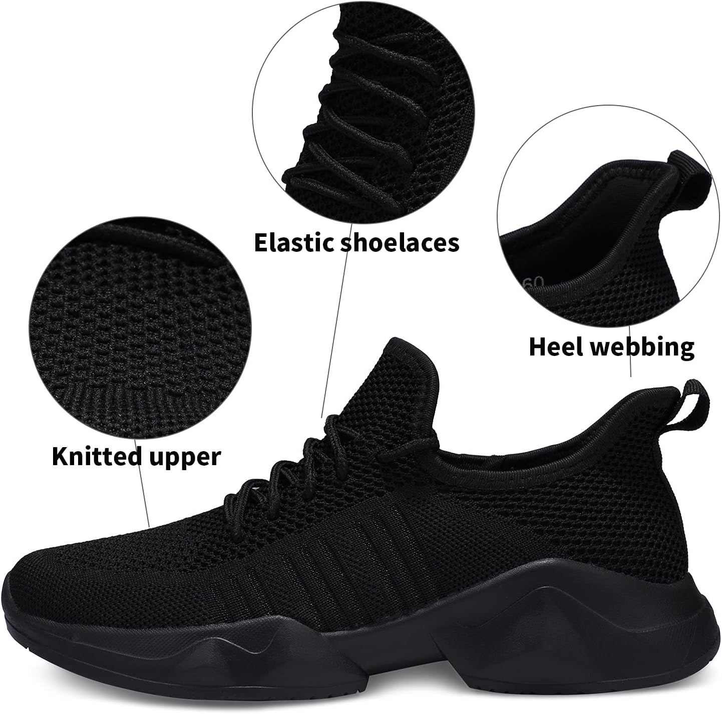 Women's Lightweight Black Athletic Sneakers - Size 11, Perfect for Running and Walking