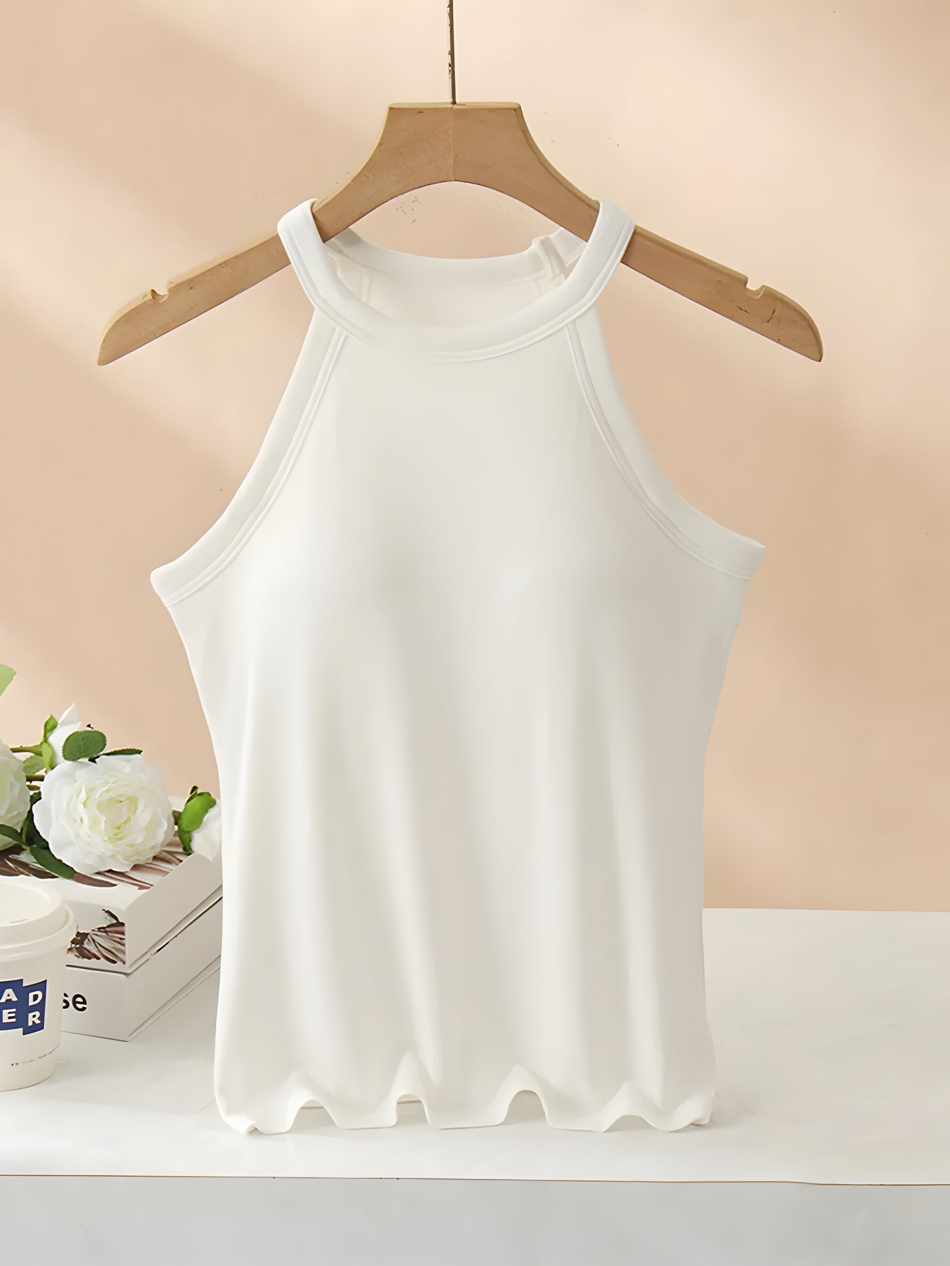 Grecian Neck Tank With Chest Pads