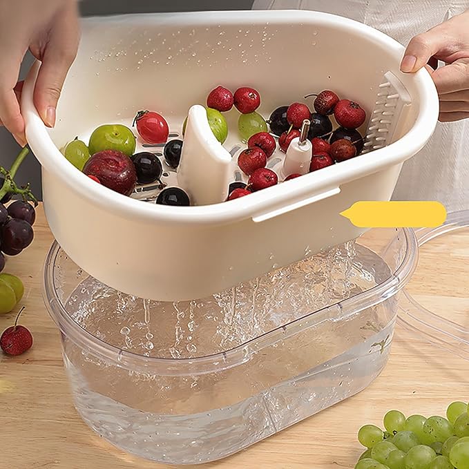 Vegetable Fruit Cleaning Spinner Labor-Saving Fruit Washers Machine Manual Kitchen Scrubber for Fruits & Vegetables