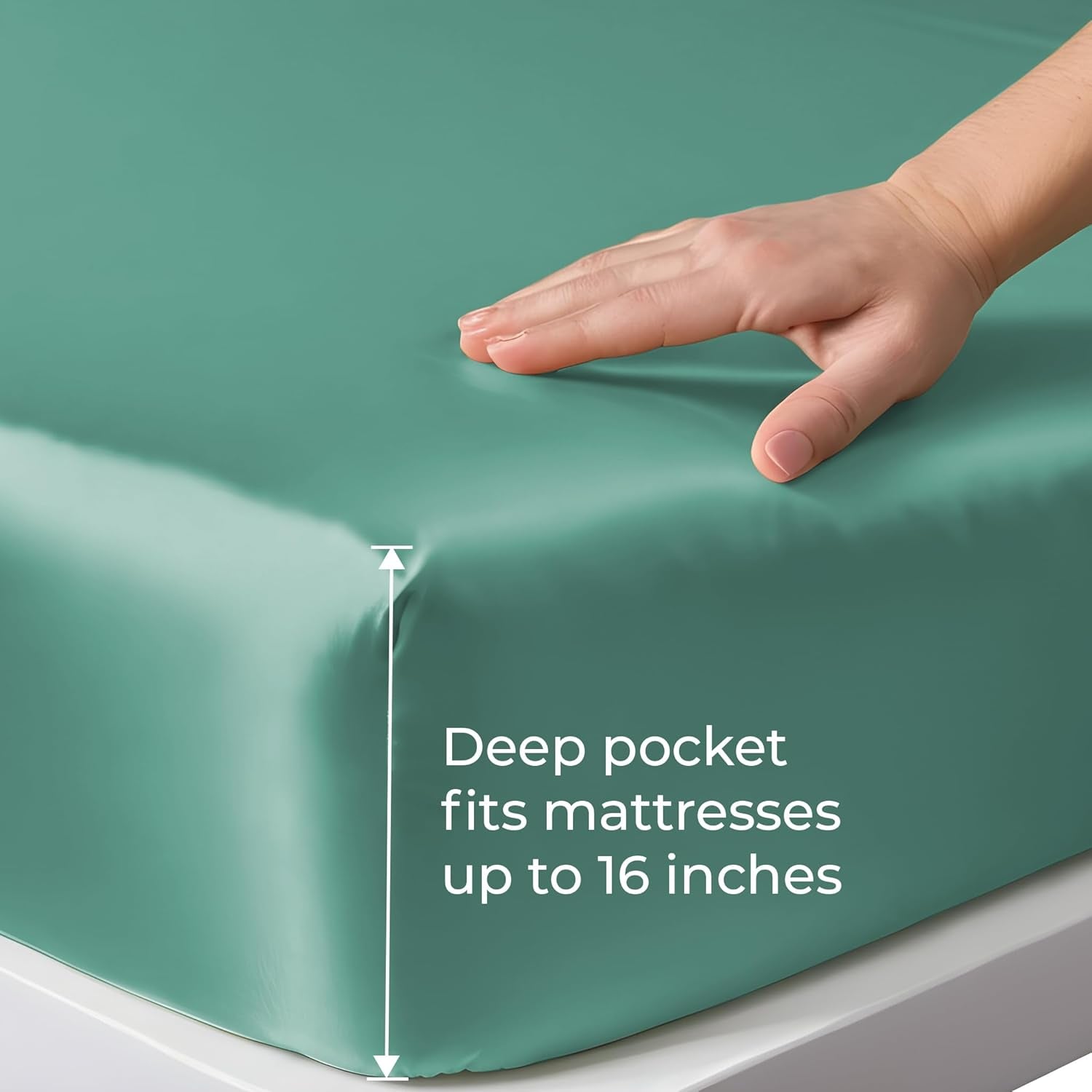Fitted Sheet Only Viscose Derived from Bamboo, Bottom Sheet for Queen Size Bed – 16” Deep Pocket, All around Snug Fit – Cooling, Breathable, Soft, Hypoallergenic (Aqua, Queen)