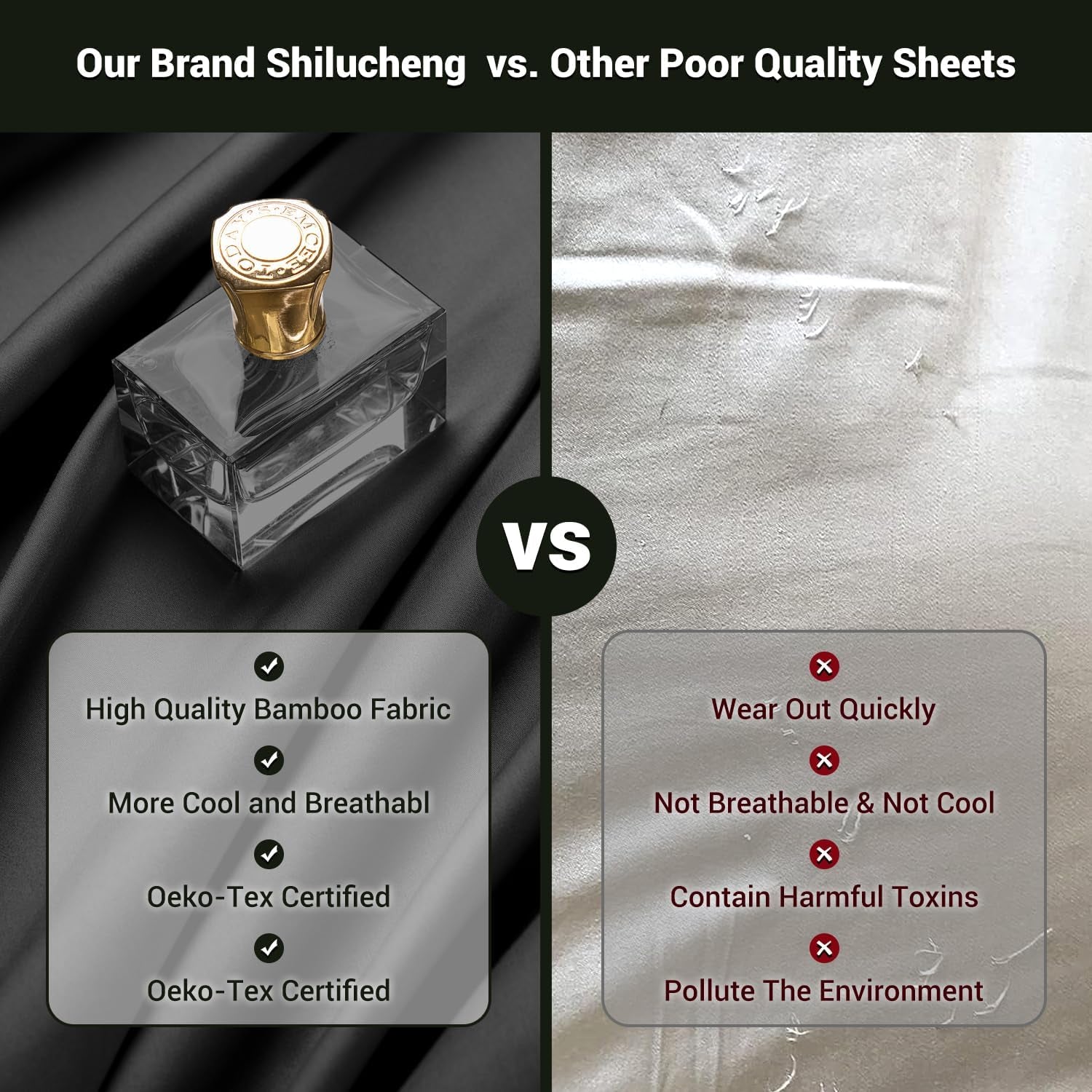 4 Piece King Sheet Sets, Cooling Sheets, Blend Rayon Derived from Bamboo, Deep Pocket up to 16", Breathable & Soft Bed Sheets, Hotel Silky Bedding Set, Black
