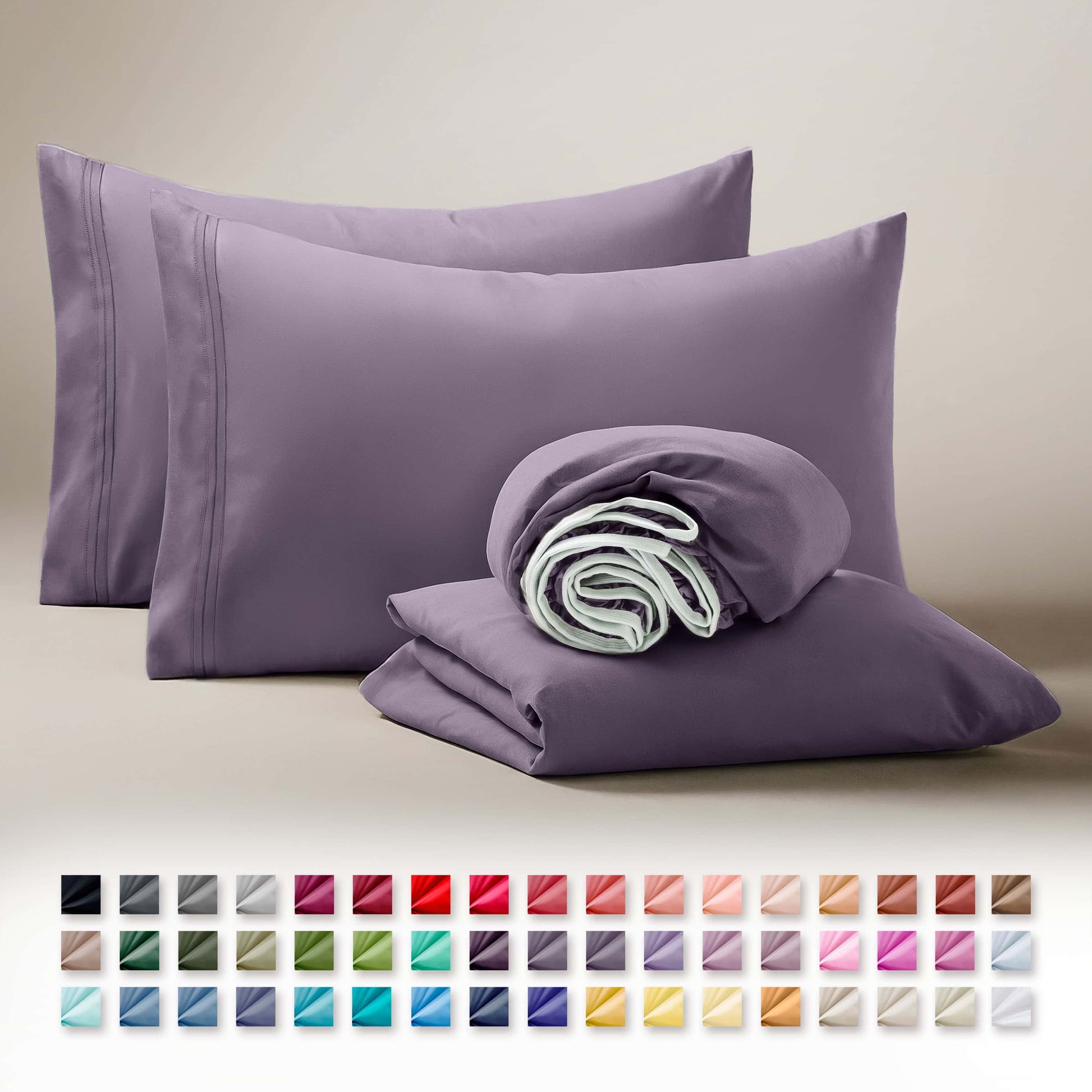 Queen Sheets Set, 1800 Series Deep Pocket Sheets Queen Soft Microfiber Bed Sheets, 4 Piece Queen Sheet Sets, Grayish Purple