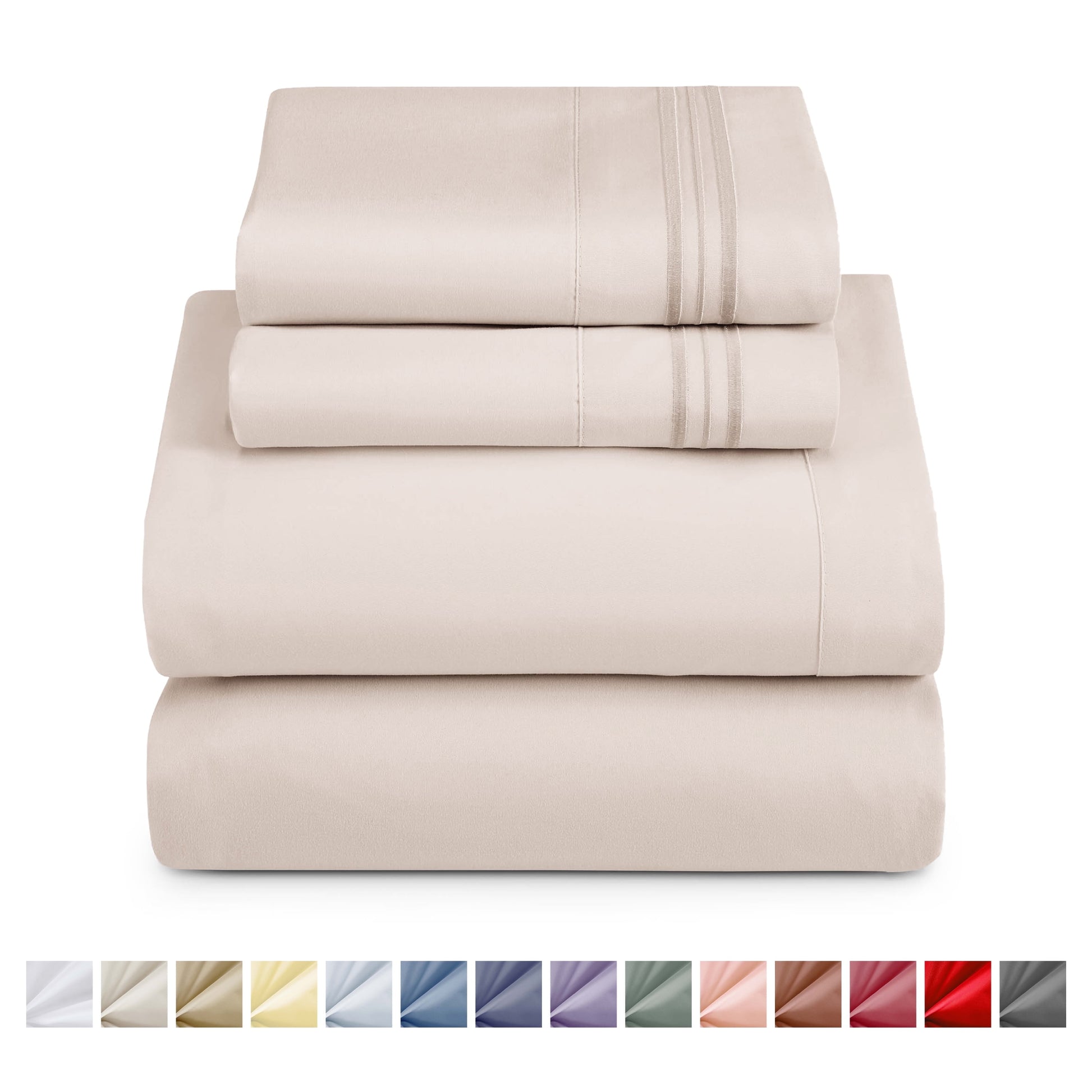 King Sheet Sets, 1800 Series Deep Pocket 4 Piece, Luxury Soft Microfiber Bed Sheet Sets, BEIGE CREAM