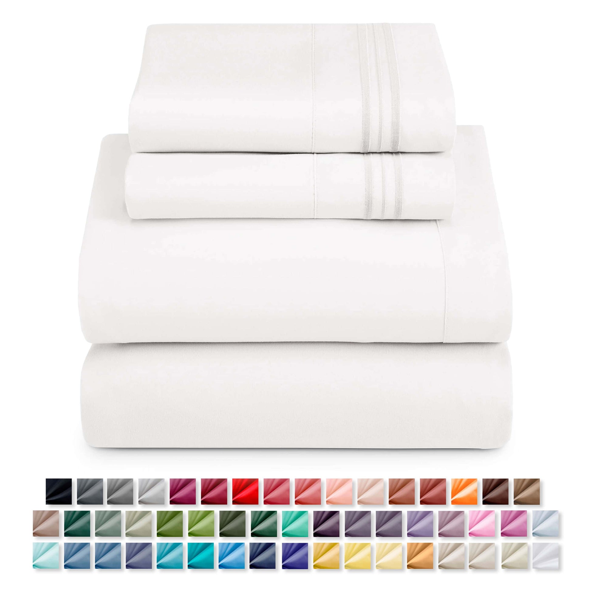 Queen White Sheet Sets, 1800 Series Deep Pocket Sheets 4 Piece, Luxury Soft Microfiber Bed Sheet Sets