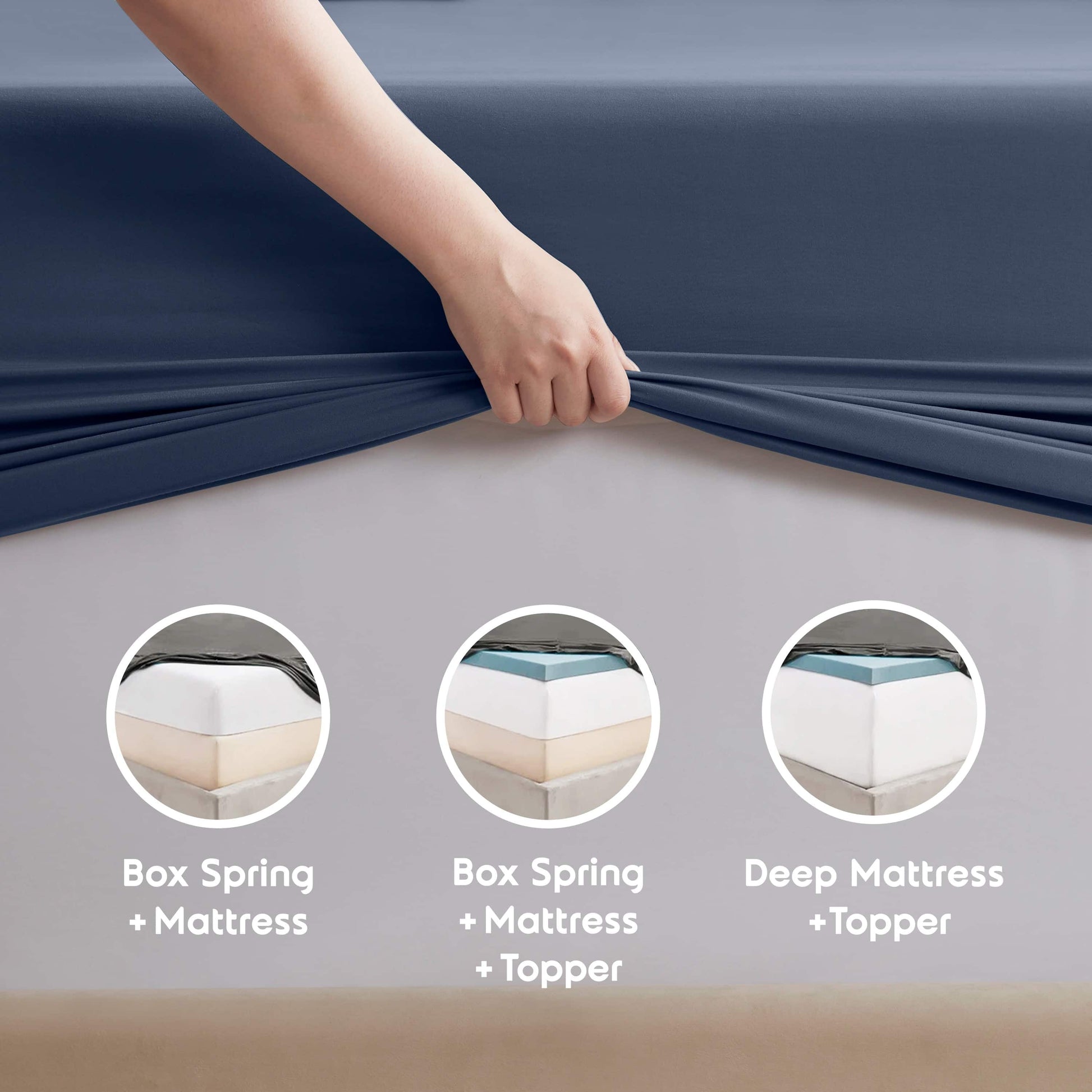 Rv/Short Queen Size 4 Piece Bed Sheets Set for Campers, 1800 Hotel Luxury Soft Microfiber Cool & Breathable, Navy