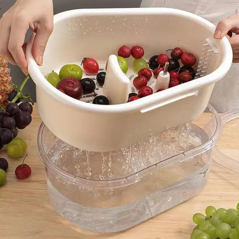 Vegetable Fruit Cleaning Spinner Labor-Saving Fruit Washers Machine Manual Kitchen Scrubber for Fruits & Vegetables