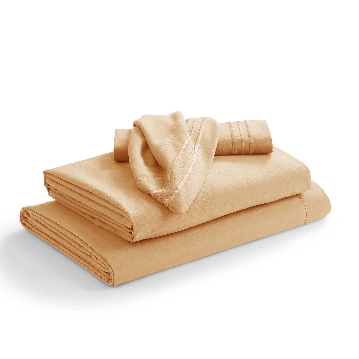 King Sheet Sets, 1800 Series Deep Pocket 4 Piece, Luxury Soft Microfiber Bed Sheet Sets, Apricot Buff Orange