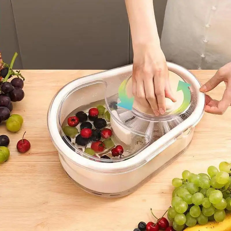 Vegetable Fruit Cleaning Spinner Labor-Saving Fruit Washers Machine Manual Kitchen Scrubber for Fruits & Vegetables