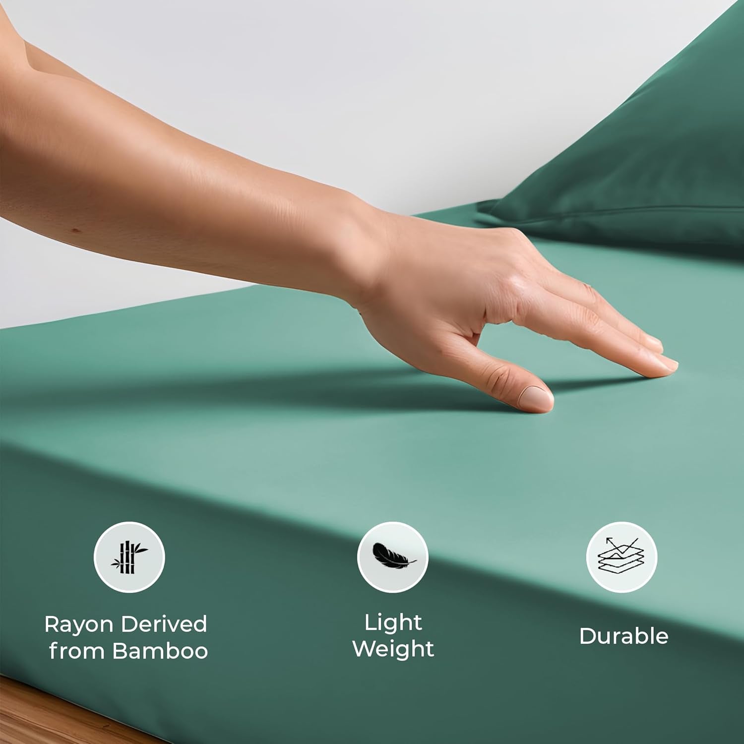 Fitted Sheet Only Viscose Derived from Bamboo, Bottom Sheet for Queen Size Bed – 16” Deep Pocket, All around Snug Fit – Cooling, Breathable, Soft, Hypoallergenic (Aqua, Queen)