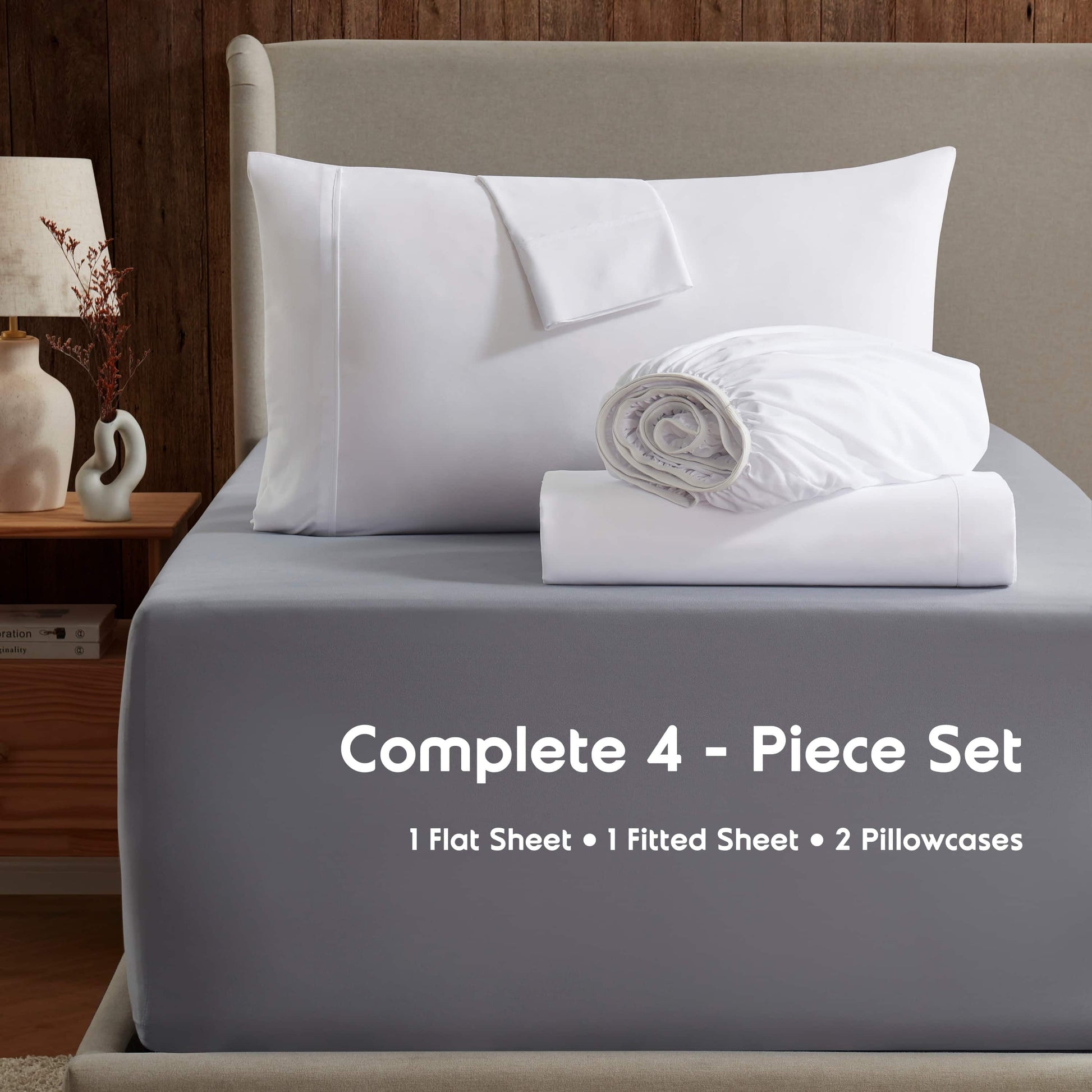 Queen White Sheet Sets, 1800 Series Deep Pocket Sheets 4 Piece, Luxury Soft Microfiber Bed Sheet Sets