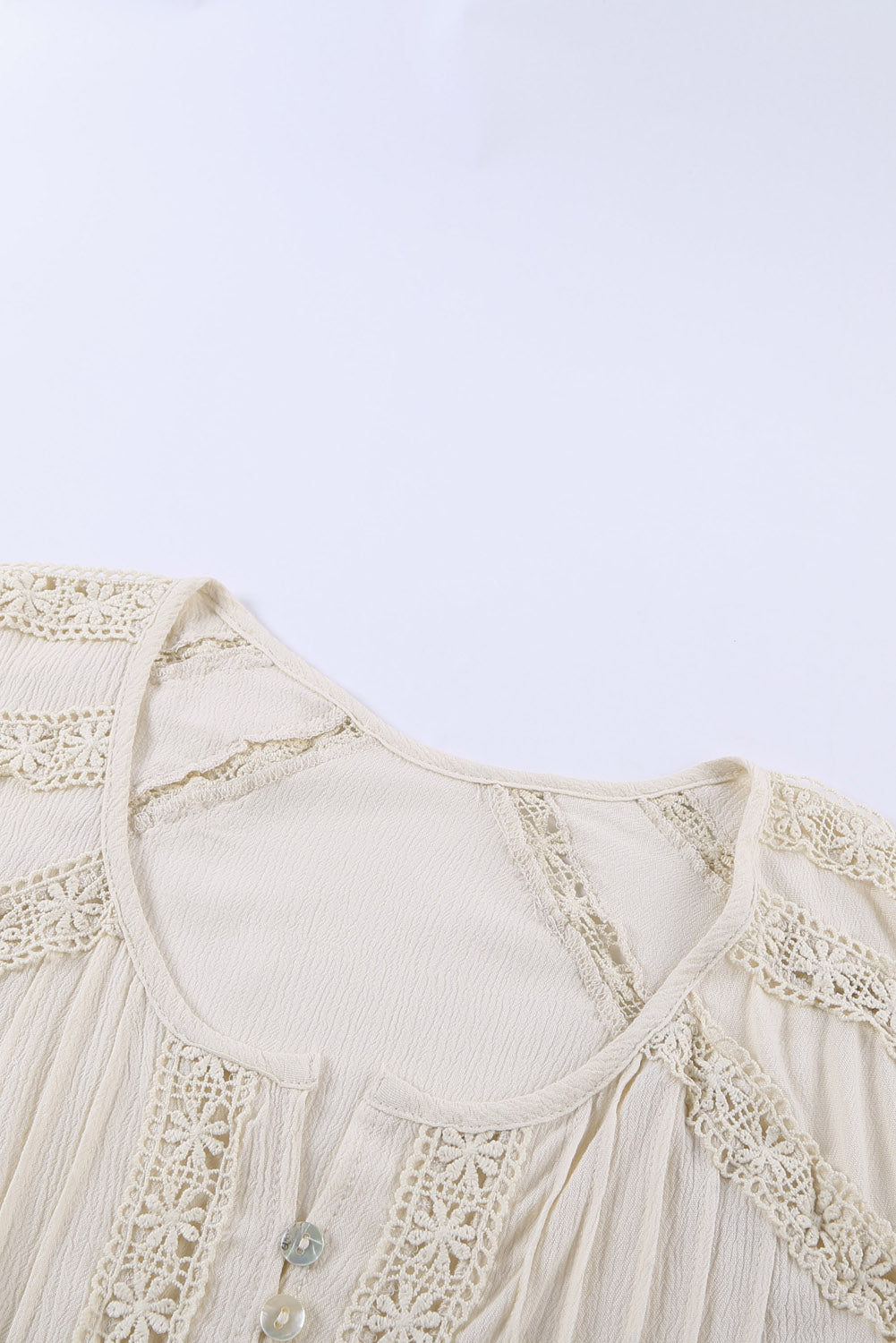 Apricot Crochet Eyelet Short Sleeves Top