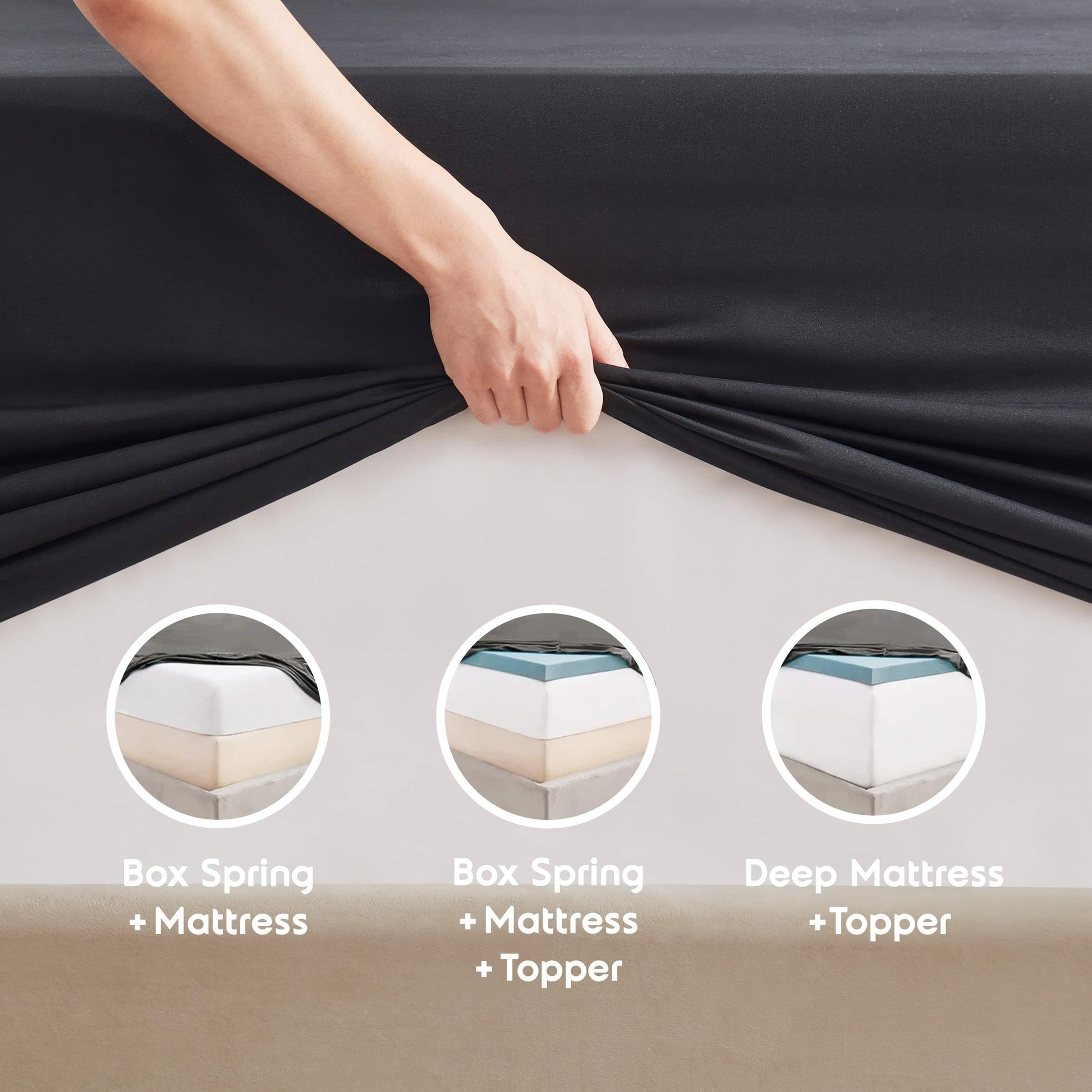 King Sheet Sets, 1800 Series Deep Pocket 4 Piece, Luxury Soft Microfiber Bed Sheet Sets, BLACK