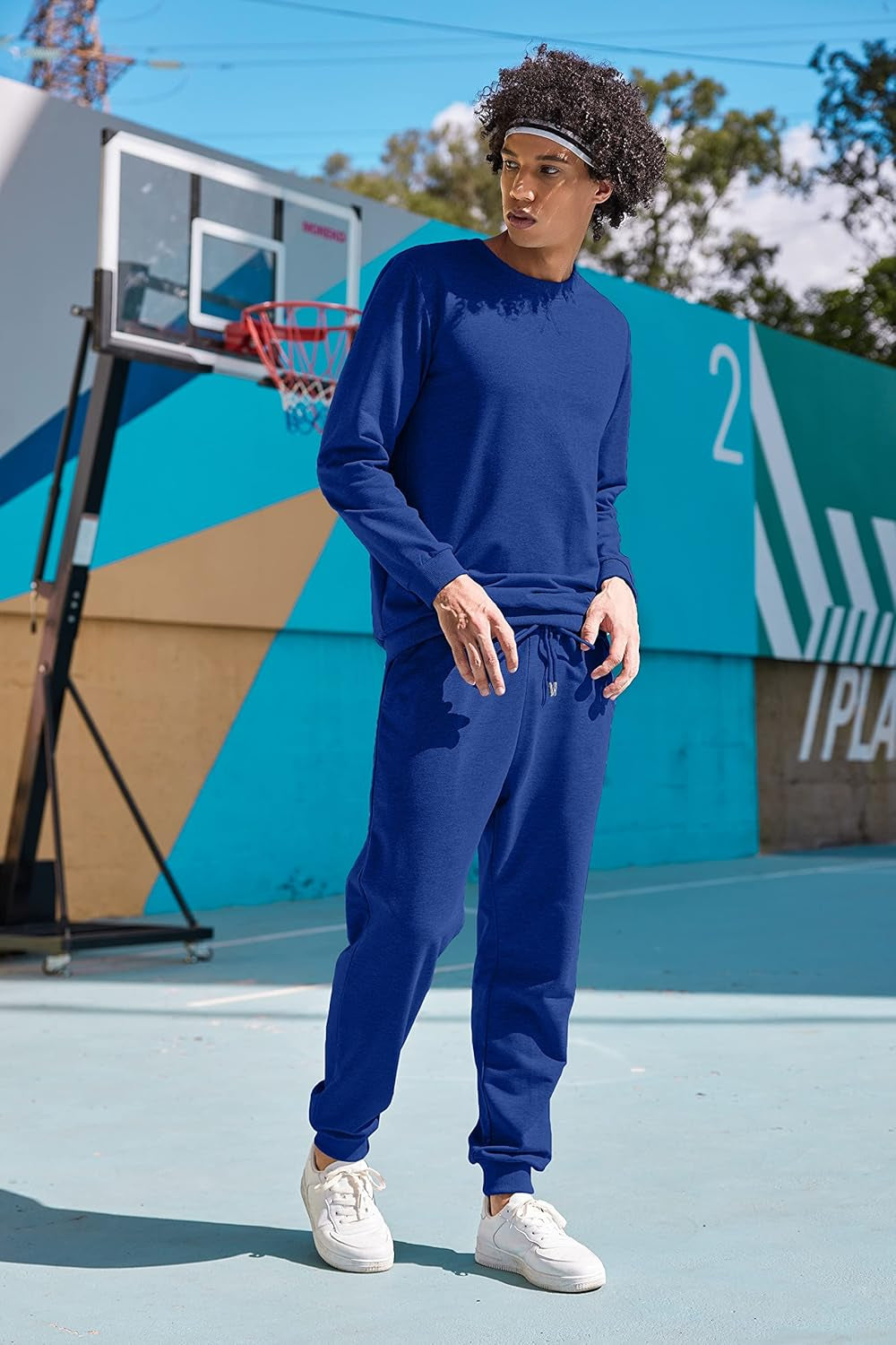 Men'S Tracksuit 2 Piece Long Sleeve Pullover Jogging Track Suit Athletic Casual Sweatsuit