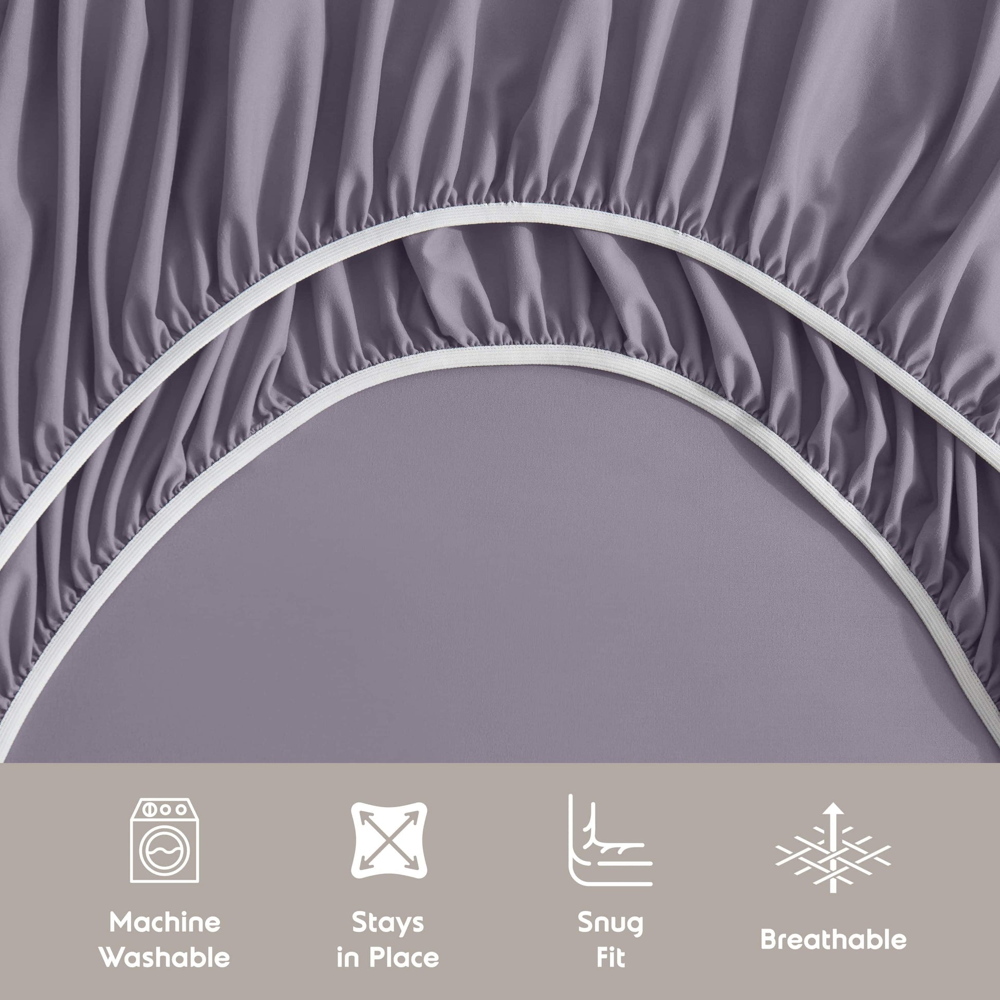Queen Sheets Set, 1800 Series Deep Pocket Sheets Queen Soft Microfiber Bed Sheets, 4 Piece Queen Sheet Sets, Grayish Purple