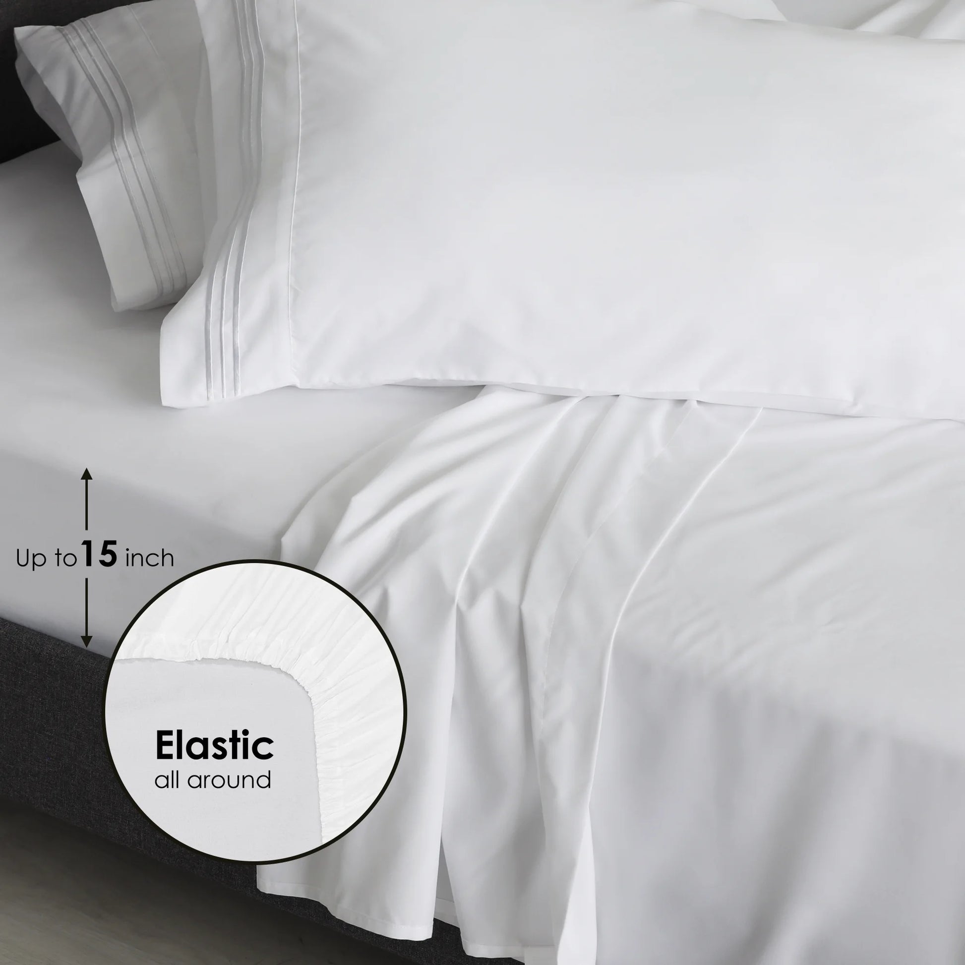 Angeland Vienne 4-Piece Microfiber Bed Sheet Set, Full, Navy Blue